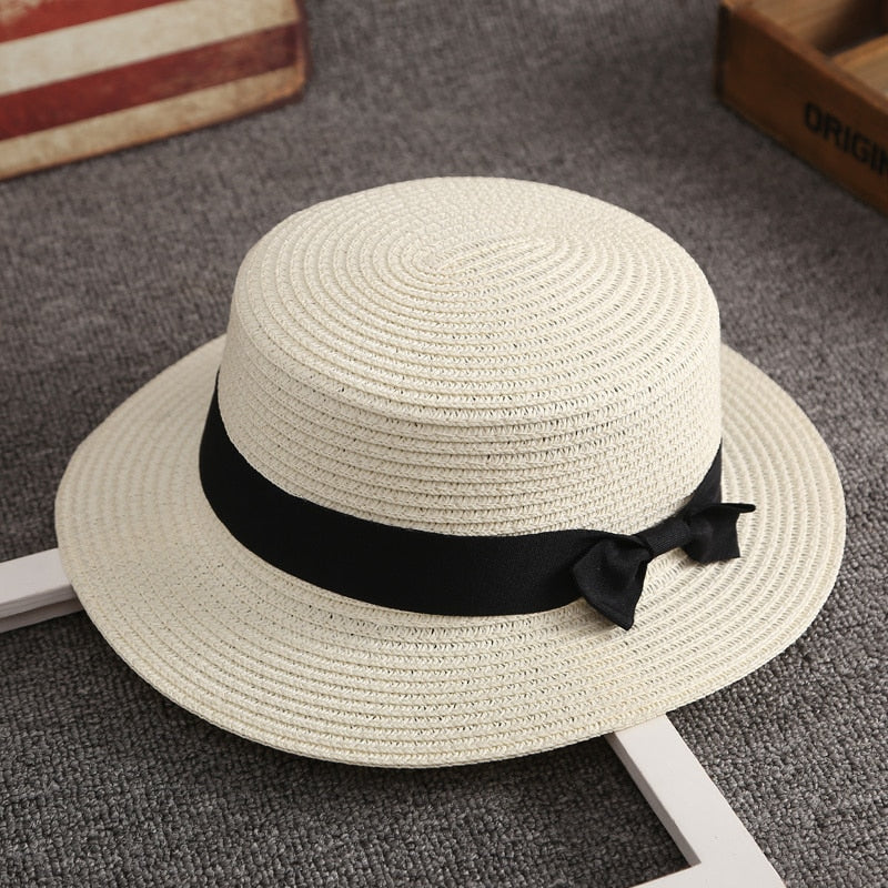 Fashion Flat Brom Bowknot Panama Lady Casual Sun Hats - The Expats