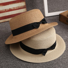 Load image into Gallery viewer, Fashion Flat Brom Bowknot Panama Lady Casual Sun Hats - The Expats
